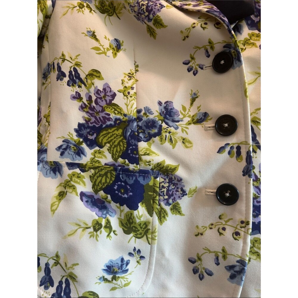 Brooks Brothers NWT Womens Blazer Jacket White with Blue Purple Flowers Size 0 - Picture 3 of 4